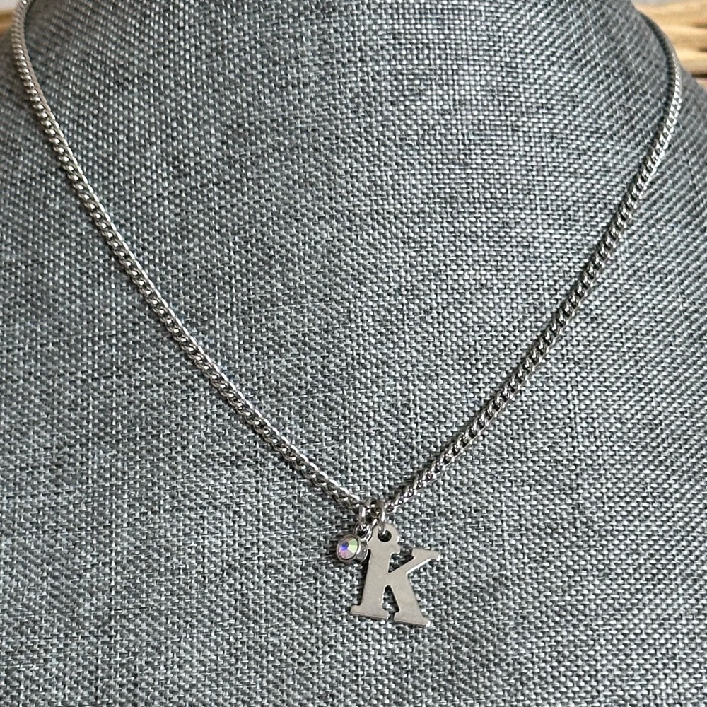 NWT Dainty Silver Letter K Initial Necklace